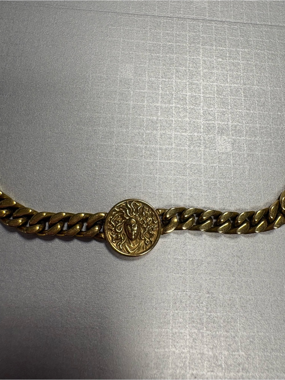 Gold-Tone Medallion Curb Chain Bracelet - Men